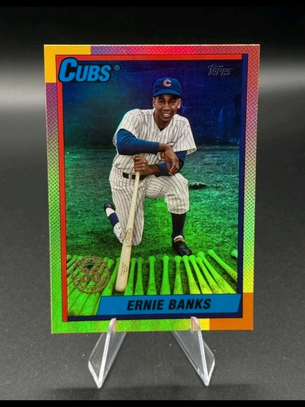 Ernie Banks 2025 Topps Update 1990 Baseball #U90-29 Chicago Cubs Rainbow Foil